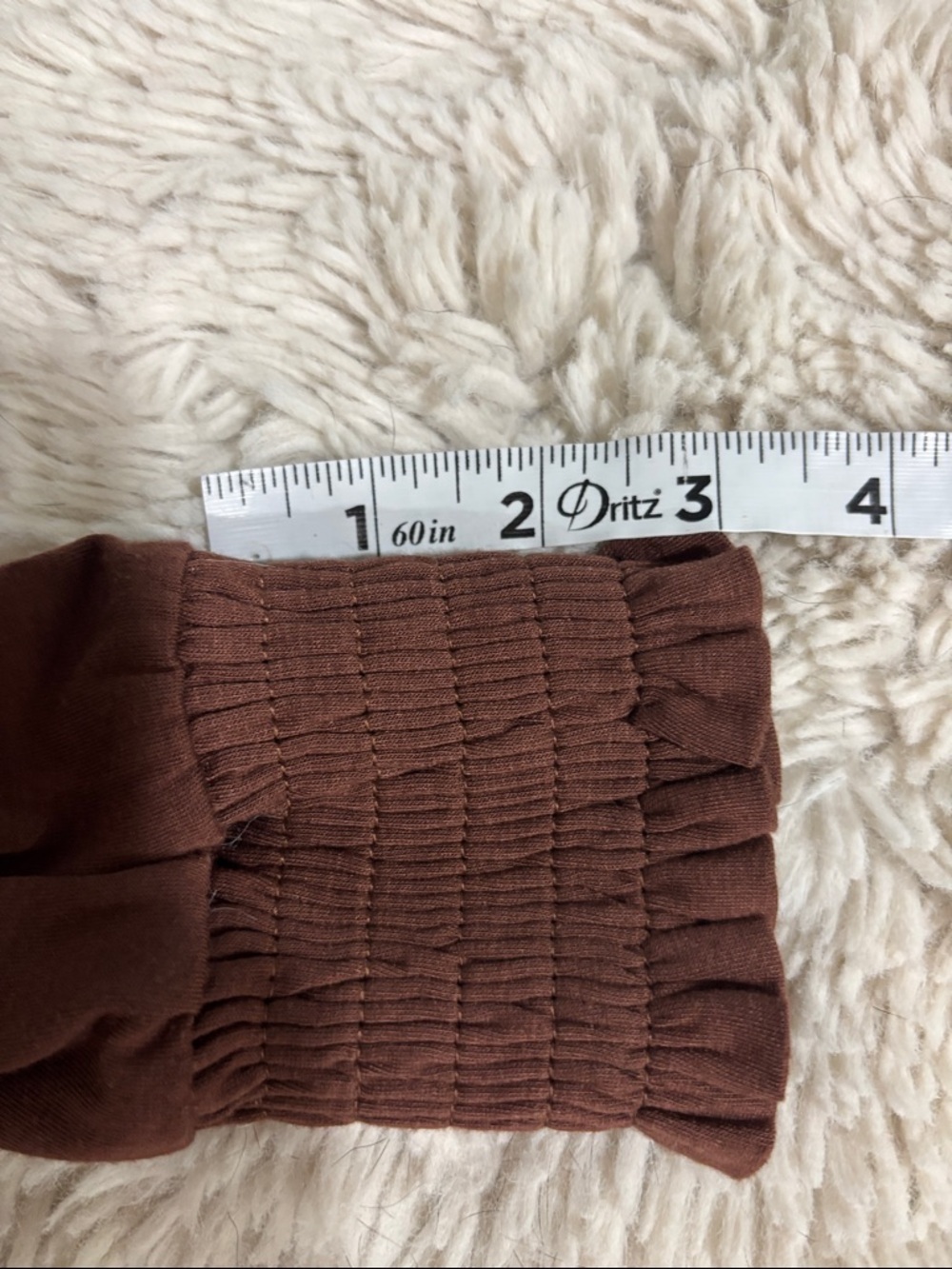 Automet Elegant Chocolate Crewneck Long Sleeve Ruffle Cuffed Top Sz M - Picture 8 of 9